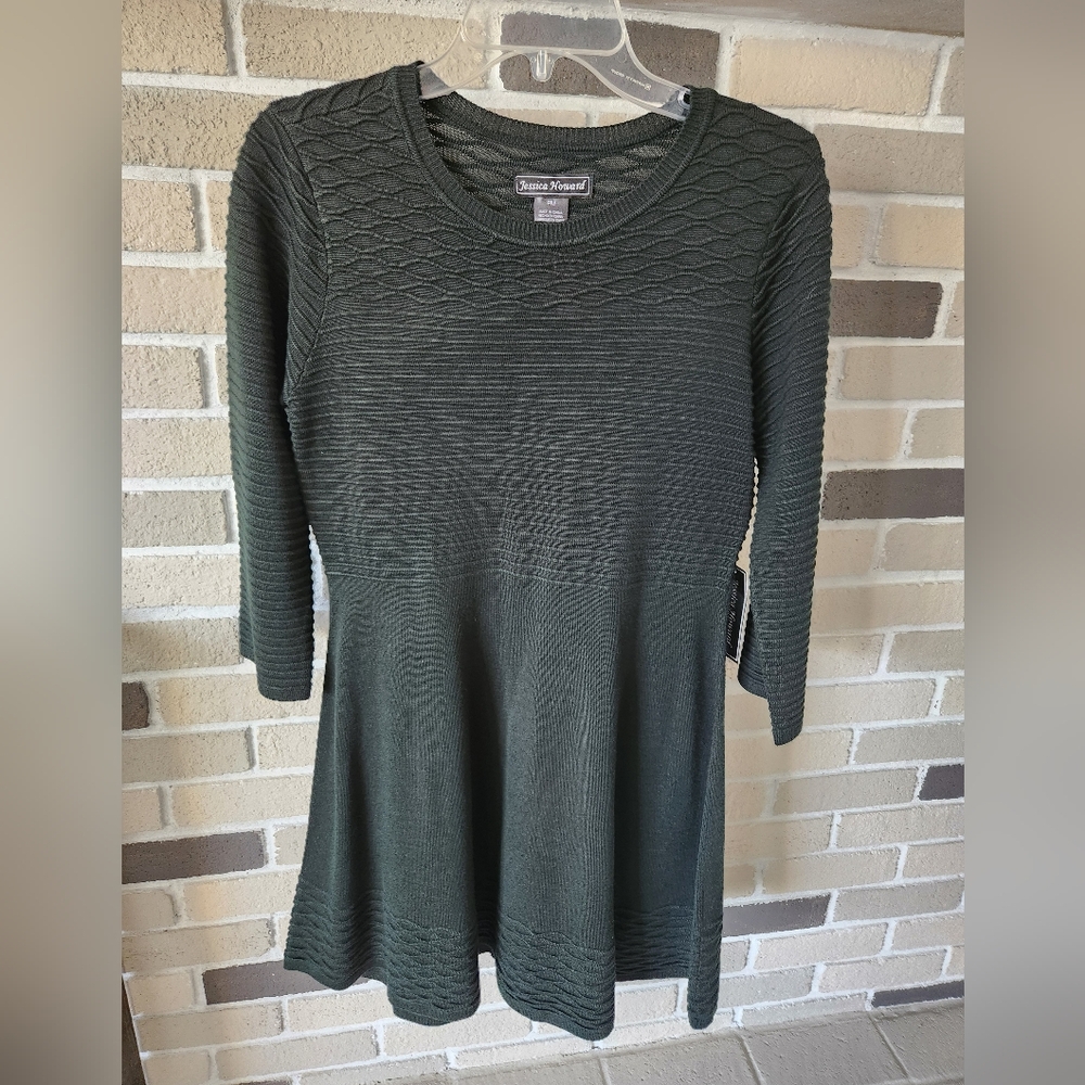 Knit Sweater Dress Forest Green NWT Jessica Howard
